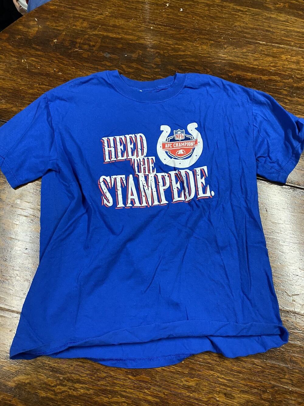 Indianapolis Colts T Shirt Heed The Stampede Logo Mens Size Large
